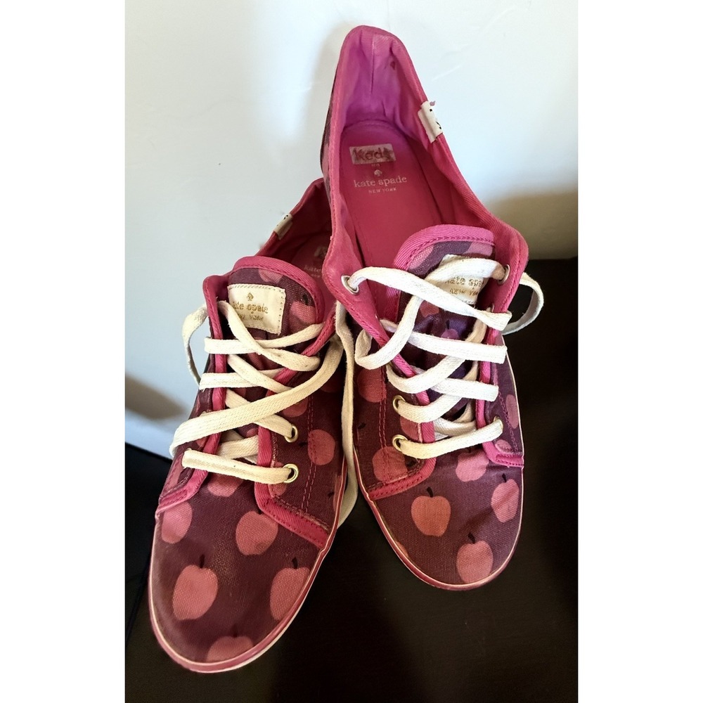 Keds Kate Spade New York Apple Print Pink Canvas Sneakers WF48690 Womens 9